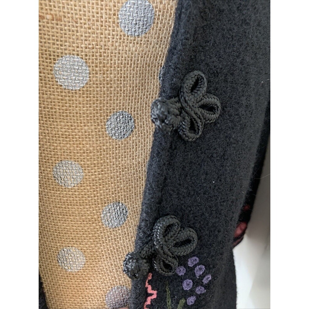Carole Little 100%Wool Flower Embroidered Sweater Open Front Jacket Size Medium - Picture 11 of 16